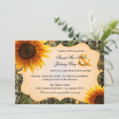 Faire-part de mariage de tournesol de Camo et d'Or (Debout devant)