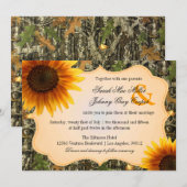 Faire-part de mariage de tournesol de Camo et d'Or (Devant / Derrière)