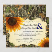 Faire-part de mariage de tournesol de Camo et d'Or (Devant / Derrière)