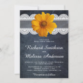 Faire-part de mariage de tournesol de la dentelle  (Devant)