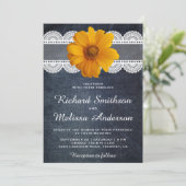 Faire-part de mariage de tournesol de la dentelle  (Debout devant)