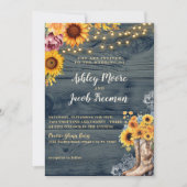 Faire-part de mariage de tournesol en bois de gran (Devant)