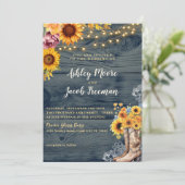 Faire-part de mariage de tournesol en bois de gran (Debout devant)