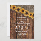 Faire-part de mariage de tournesol en bois rustiqu (Devant)