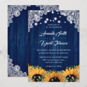 Faire-part de mariage de tournesol en dentelle ble (Devant / Derrière)