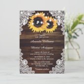 Faire-part de mariage de tournesol en dentelle de (Debout devant)