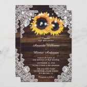 Faire-part de mariage de tournesol en dentelle de (Devant / Derrière)