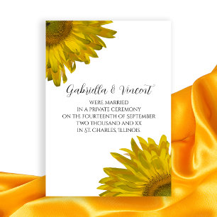 Faire-part de mariage de tournesol jaune