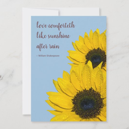 Faire-part de mariage de tournesol jaune bleu pâle (Dos)