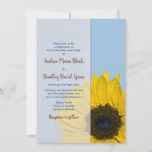 Faire-part de mariage de tournesol jaune bleu pâle