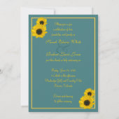 Faire-part de mariage de tournesol jaune turquoise (Dos)