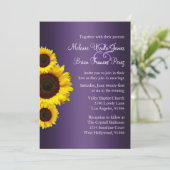 Faire-part de mariage de tournesol mauve et jaune (Debout devant)
