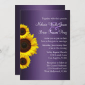 Faire-part de mariage de tournesol mauve et jaune (Devant / Derrière)