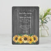 Faire-part de mariage de tournesol Patiné rustique (Debout devant)