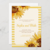 Faire-part de mariage de tournesol rayé jaune (Devant / Derrière)