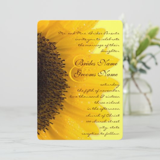 Faire-part de mariage de tournesol romantique rust (Debout devant)