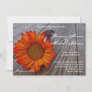 Faire-part de mariage de tournesol rouge orange ru
