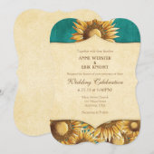 Faire-part de mariage de tournesol russe Turquoise (Devant / Derrière)