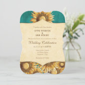 Faire-part de mariage de tournesol russe Turquoise (Debout devant)