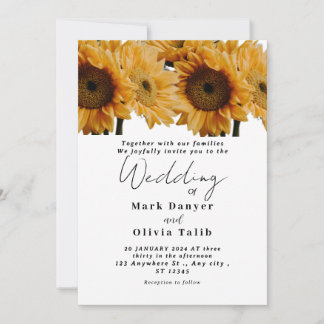 Faire-part de mariage de tournesol rustique