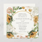 Faire-part de mariage de tournesol rustique (Devant / Derrière)