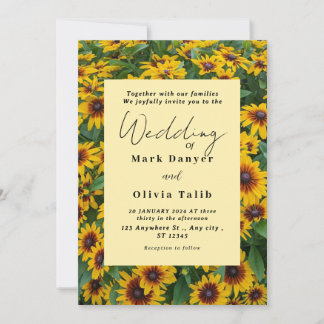 Faire-part de mariage de tournesol rustique