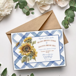 Faire-part de mariage de tournesol rustique