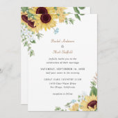 Faire-part de mariage de tournesol rustique (Devant / Derrière)