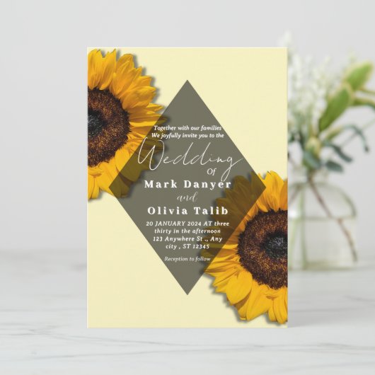 Faire-part de mariage de tournesol rustique (Debout devant)