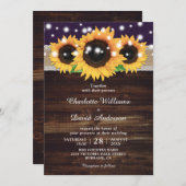 Faire-part de mariage de tournesol rustique en boi (Devant / Derrière)