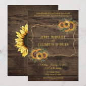 Faire-part de mariage de tournesol rustique en boi (Devant / Derrière)