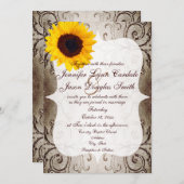 Faire-part de mariage de tournesol rustique Shabby (Devant / Derrière)