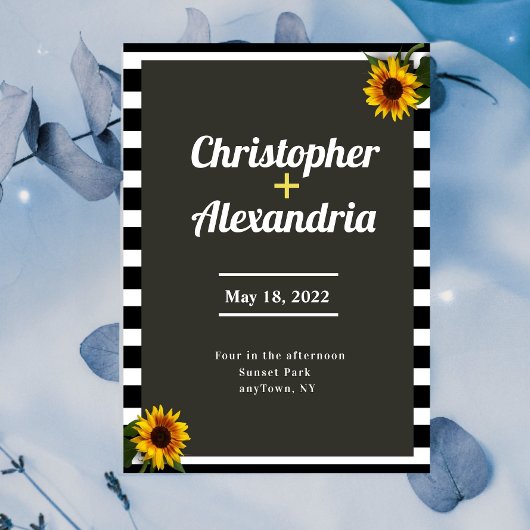 Faire-part de mariage de tournesol simple et éléga