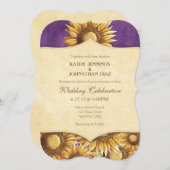 Faire-part de mariage de tournesol violet rustique (Devant / Derrière)