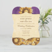 Faire-part de mariage de tournesol violet rustique (Debout devant)