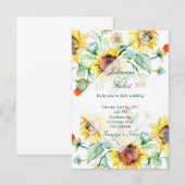 Faire-part de mariage de tournesols couleur soleil (Devant / Derrière)