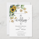Faire-part de mariage de tournesols Eucalyptus (Devant)