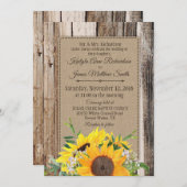 Faire-part de mariage de tournesols rustiques (Devant / Derrière)