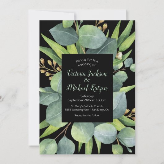 Faire-part de mariage de trame de couronne d'eucal (Devant)