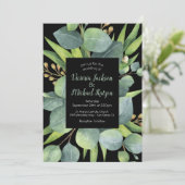 Faire-part de mariage de trame de couronne d'eucal (Debout devant)