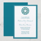Faire-part de mariage de tuiles florales aquamarin (Devant / Derrière)