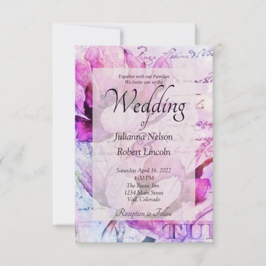 Faire-part de mariage de tulipes (Devant)