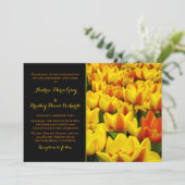 Faire-part de mariage de tulipes noires orange jau (Debout devant)