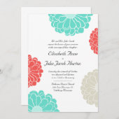 Faire-part de mariage de turquoise et de fleur de (Devant / Derrière)