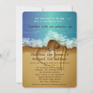 Faire-part de mariage de type coque de plage de 5 