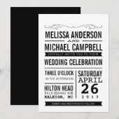 Faire-part de mariage de typographie (Devant / Derrière)