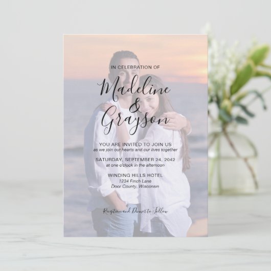 Faire-part de mariage de typographie de script de  (Debout devant)