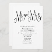 Faire-part de mariage de typographie. M. et mme in (Devant / Derrière)