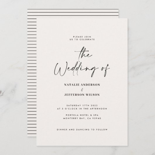 Faire-part de mariage de typographie manuscrite mo (Devant / Derrière)