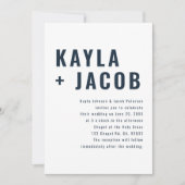 Faire-part de mariage de typographie moderne + min (Devant)